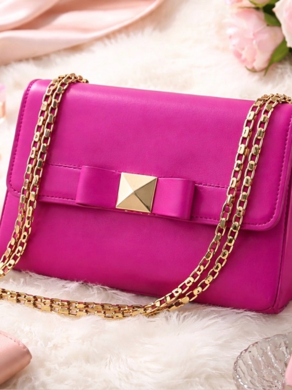 Kate Spade Bow Terrace Justine Shoulder Bag Raspberry Pink Crossbody Bag